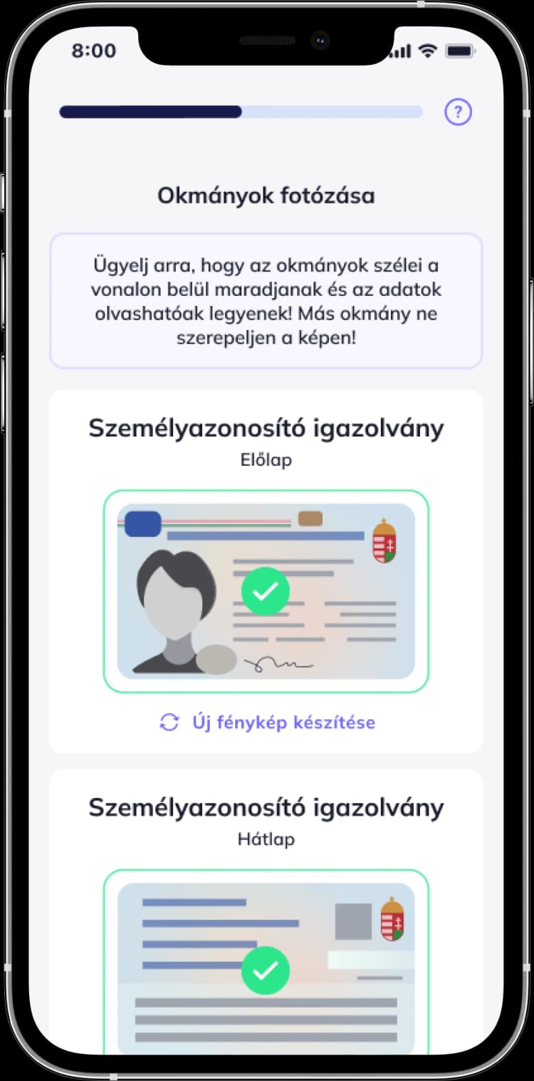 Alkalmazás: Okmányok menü.