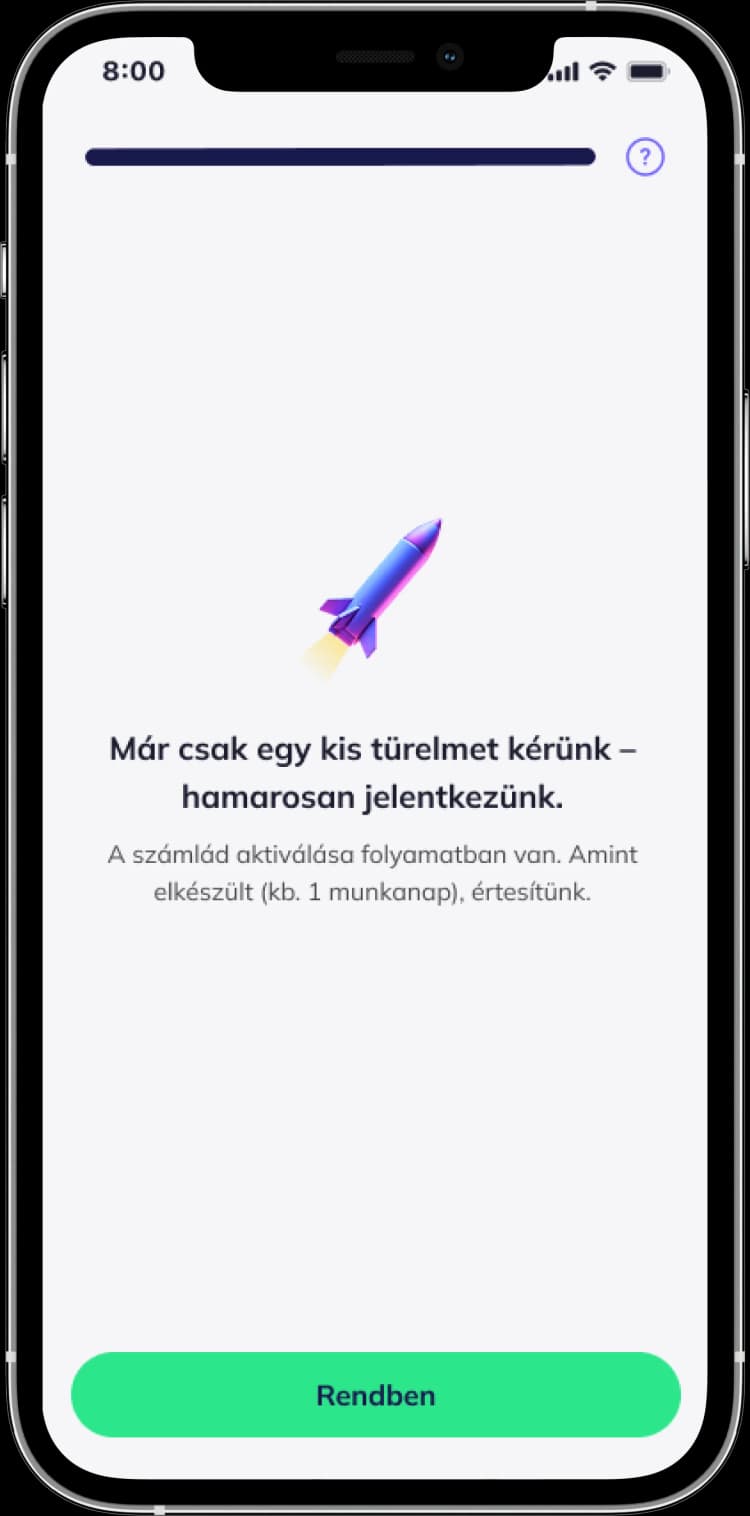 Alkalmazás: "Hamarosan jelentkezünk" visszajelzés.