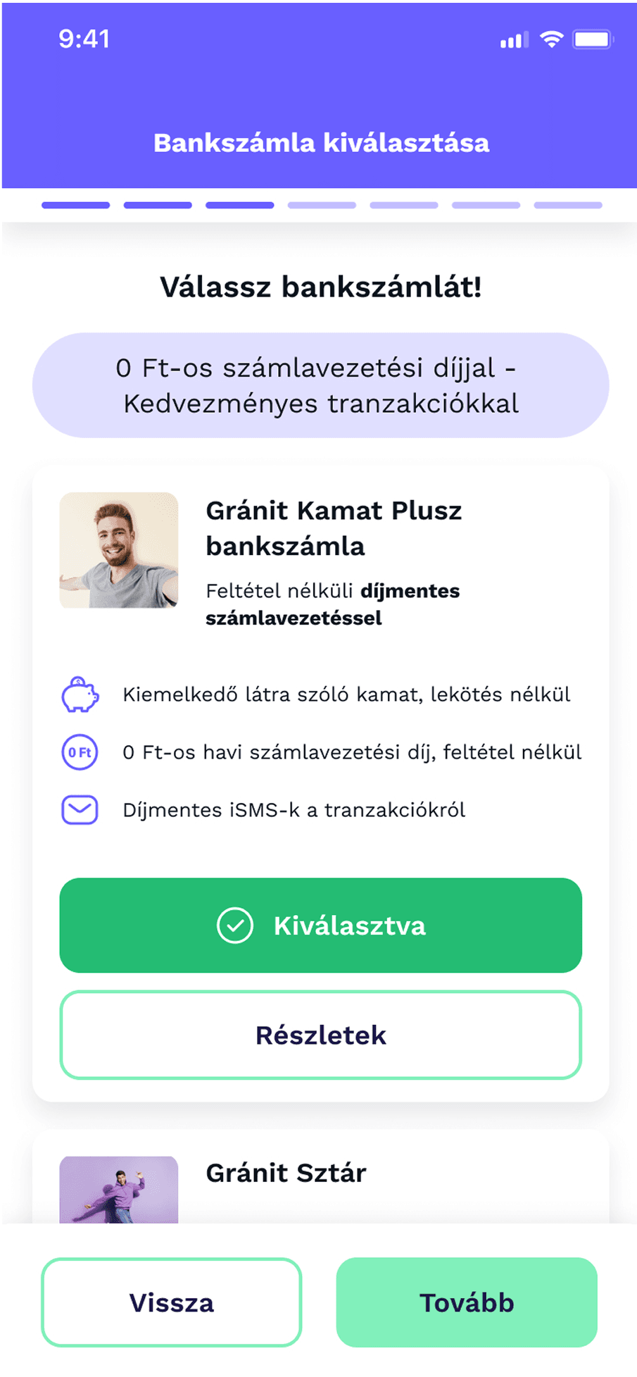 Számlatípus kiválasztása